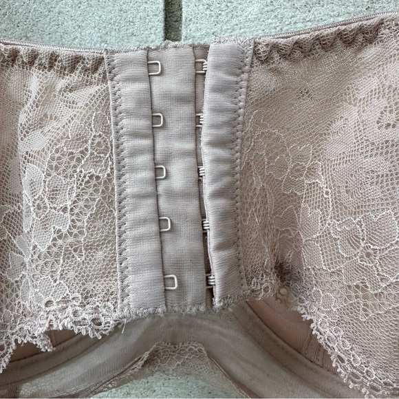 Freya Fancies Longline Bra 32J US Natural Beige Lace Padded Underwire Lingerie - Picture 5 of 9